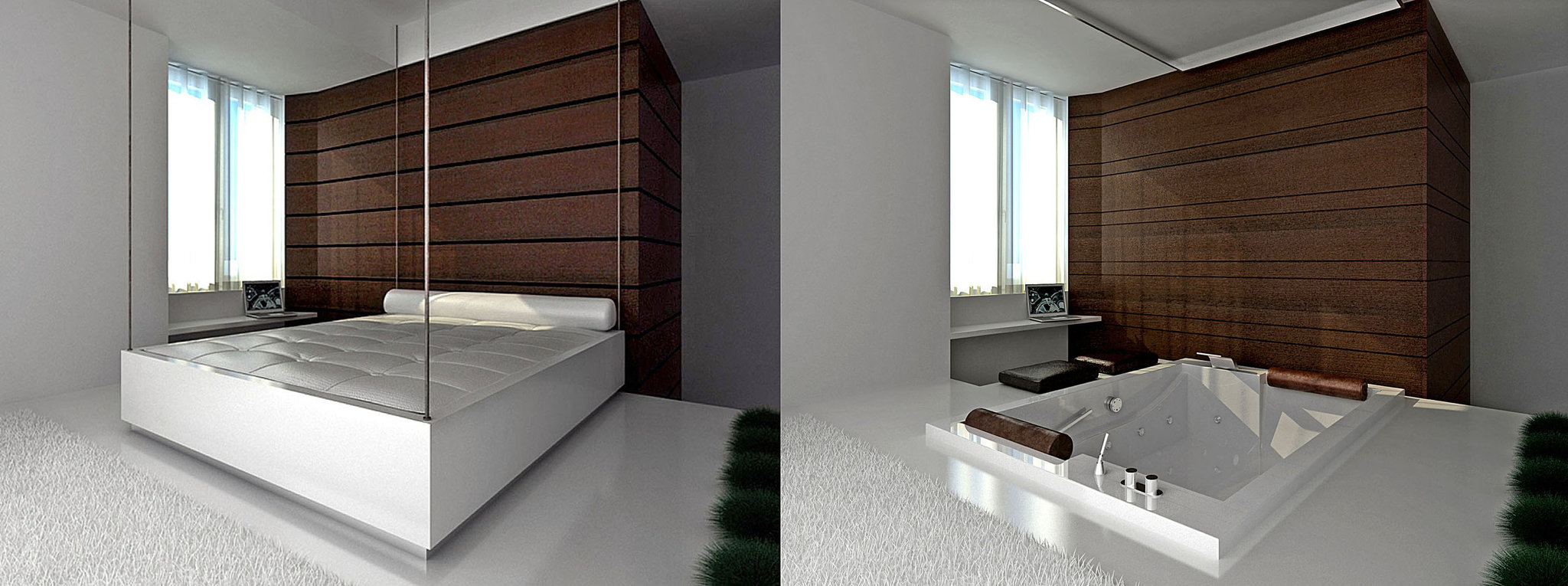 a bed that disappears to reveal a bath