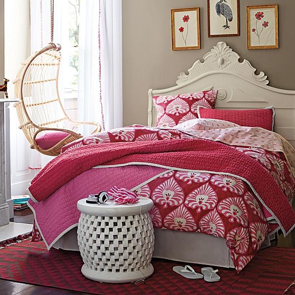 Pink Girls Bedroom with Hanging Chair