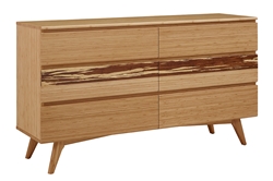 Azara Six Drawer Dresser - Caramel & Sable Finish azara, night, stand, collection, greenington, modern, bedroom, solid, wood, bamboo