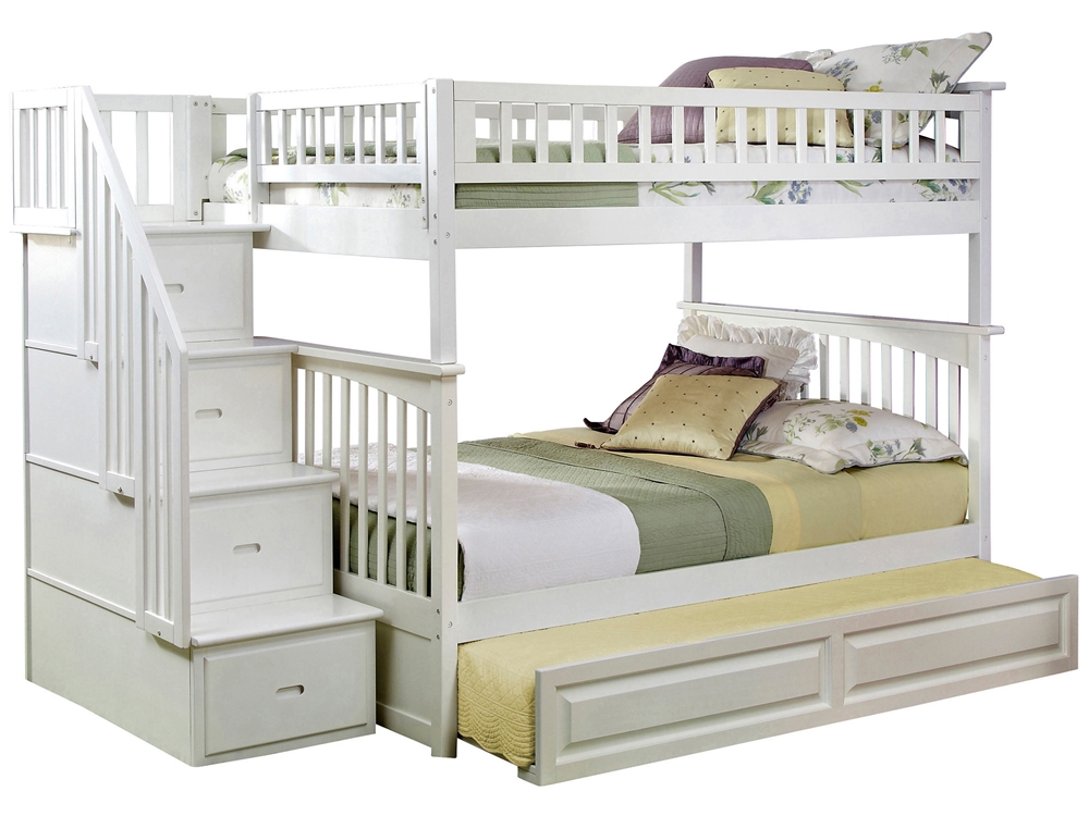 Columbia Full/Full Staircase Bunk Bed White AB55802