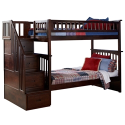 Columbia Twin/Twin Staircase Bunk Bed - Antique Walnut AB55604 Columbia Twin/Twin Staircase Bunk Bed - Antique Walnut AB55604