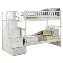 Columbia Twin/Twin Staircase Bunk Bed - White AB55602 Columbia Twin/Twin Staircase Bunk Bed - White  AB55602