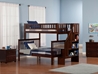Woodland Twin/Full Staircase Bunk Bed - Antique Walnut AB56704 - AB567X40