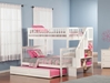 Woodland Twin/Full Staircase Bunk Bed - White AB56702 - AB567X20