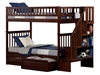 Woodland Twin/Twin Staircase Bunk Bed - Antique Walnut AB56604 - AB566X40
