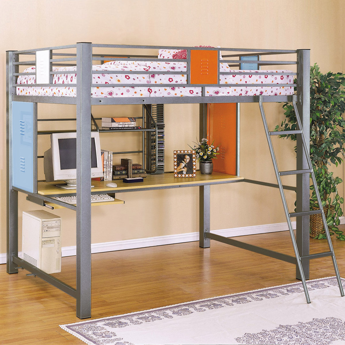Full Bunk Bed With Desk Underneath, Metal Bunk Bed With Desk Under
