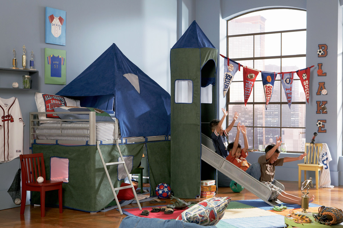 Bunk Bed With Tent And Slide, Twin Tent Bed With Slide
