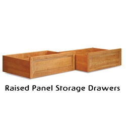 Raised Panel Storage Drawer (set of 2) Raised panel platform bed storage drawers. Add these matching storage drawers and turn an ordinary platform bed into a   storage platform bed! Complete with easy roll caster wheels, these storage drawers   can finally provide you with the storage you need.